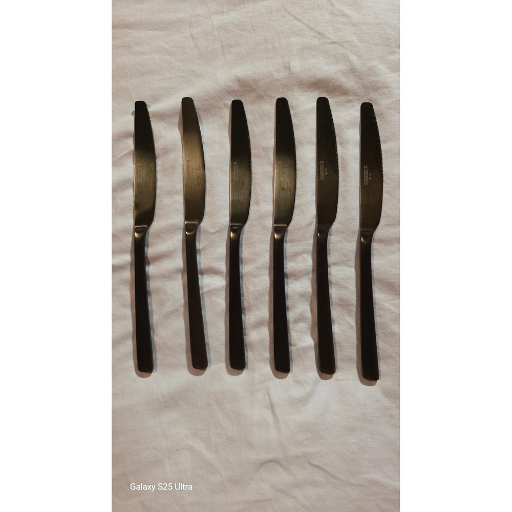 Cambridge Silversmiths Logan Matte Black Dinner Knives Set of 6 Stainless Steel
